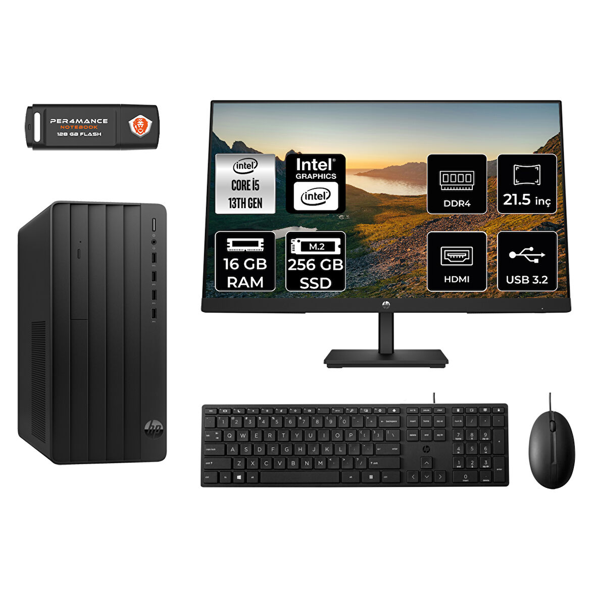 HP PRO TOWER 290 G9 MW9ESD011 i5 13500 16GB RAM 256GB SSD 21.5" FDOS MASAÜSTÜ PC