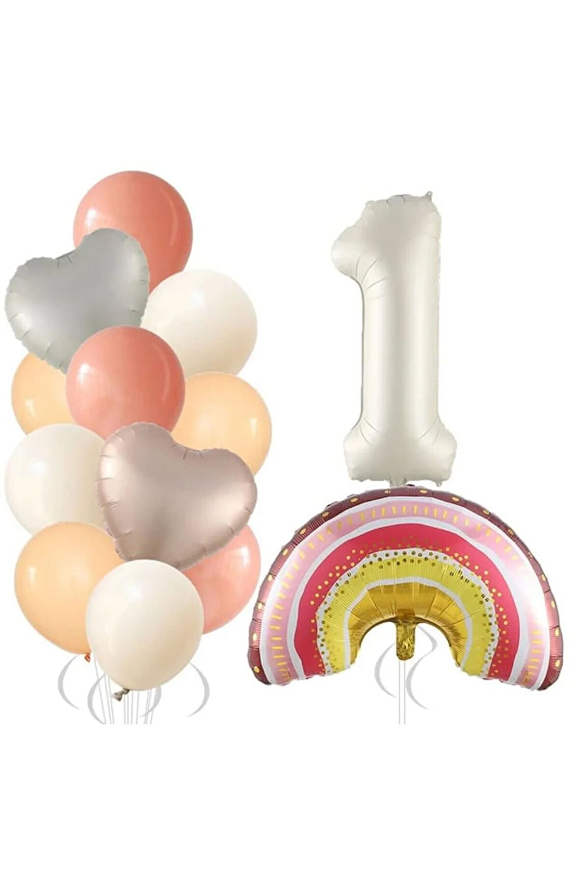 RETRO KALP KREM RAKAM GÖKKUŞAĞI YAŞ BALON SET