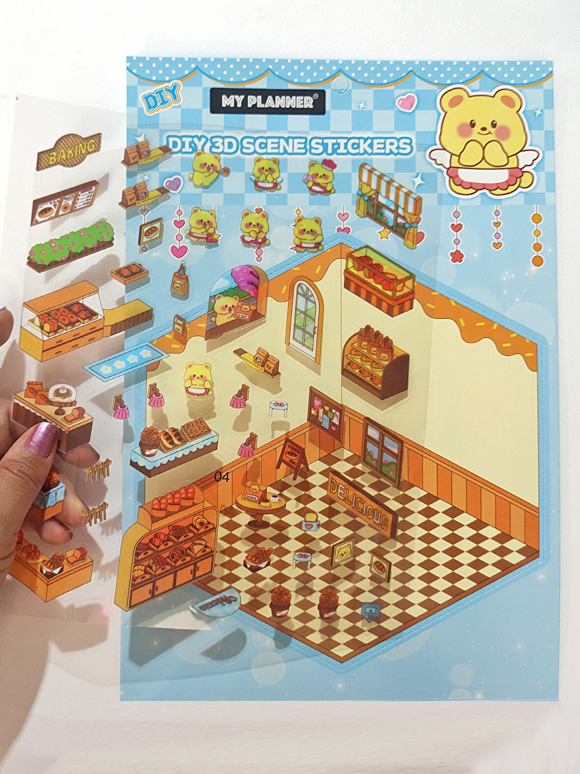 Pastane Fırın izometrik Sticker Yapım Seti 3d Etiket Yapışkanlı Çıkartma - Ayı (No:04)