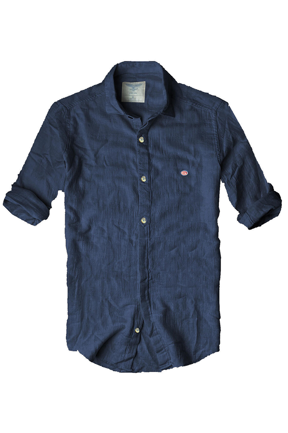 Slim Fit Saf Pamuk Denim Kumaş Kot Gömlek