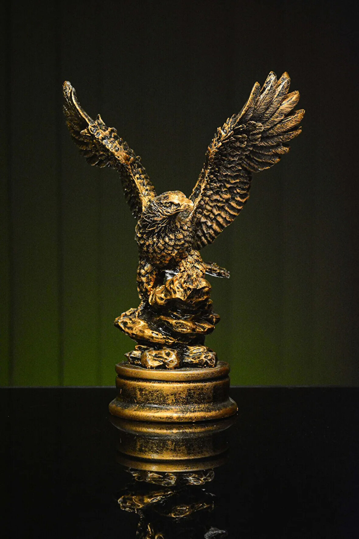 Özel Tasarım Dekoratif Kartal Bronz Heykel Biblo