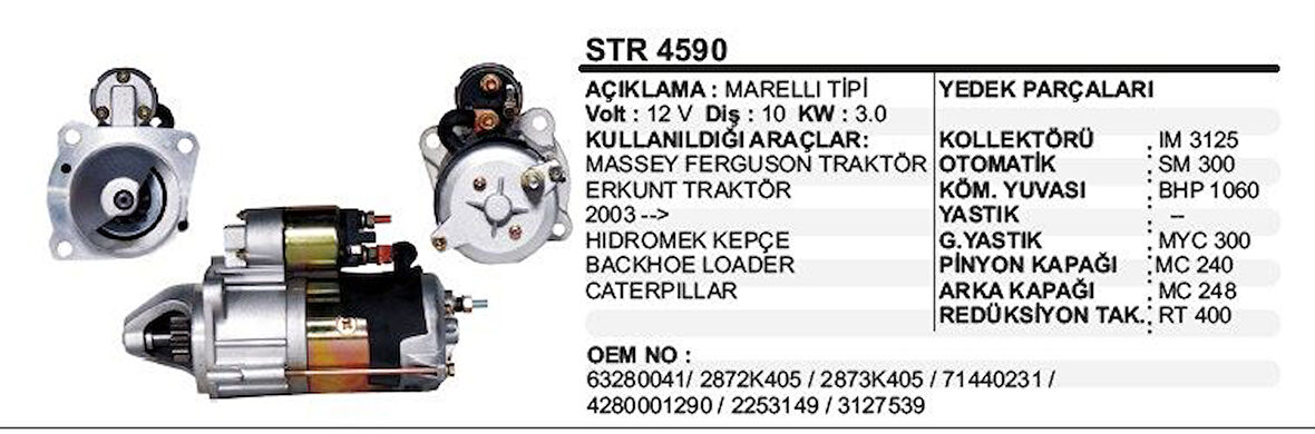 MARŞ MOTORU 10 DİŞ 12V FIAT DUCATO JUMPER BOXER MASSEY)/ERKUT TRAKTÖR 03->/ MARELLI-MAGNETON TİP