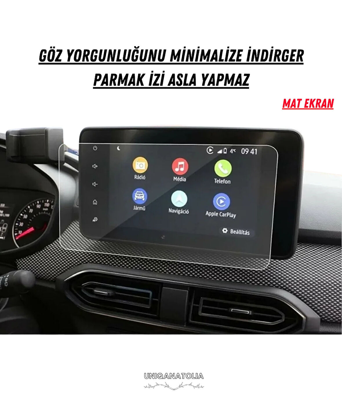 Dacia Duster 2021-2024 Navigasyon ve Multimedya Uyumlu Mat Ekran Koruyucu