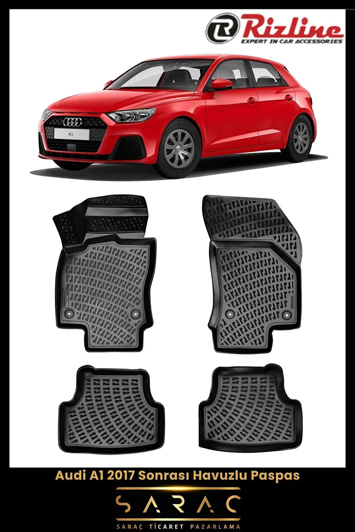 Rizline Audi A1 2019 Model 3D Havuzlu Paspas