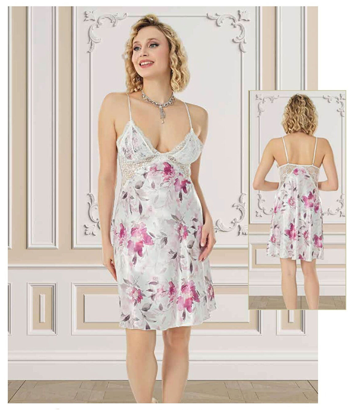HotFlirt Bayan Çiçekli Gecelik 2957
