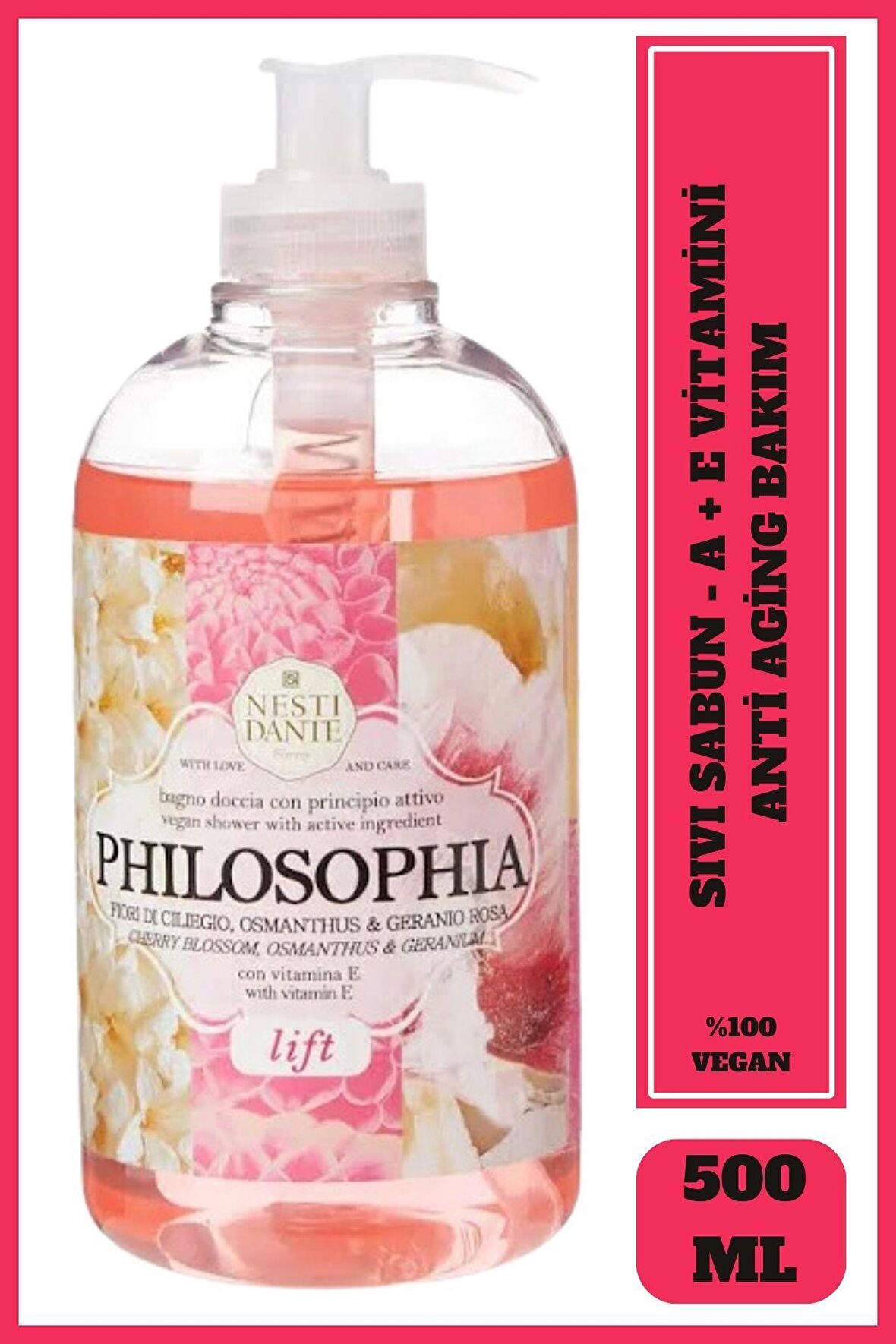 Sıvı Sabun Philosophia Lift  A ve E Vitaminli Sıkılaştırıcı Vegan Bakım 500 ml