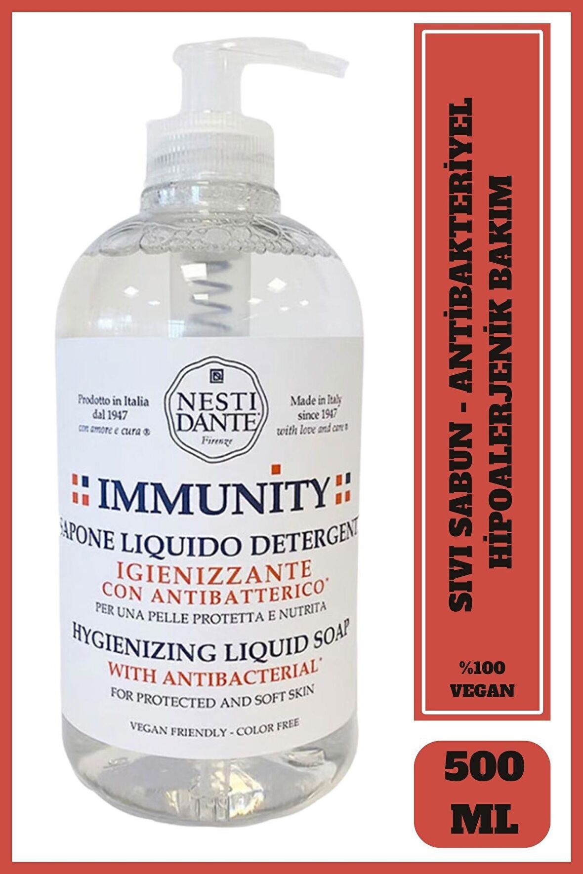 Sıvı Sabun Immunity Hygienizing Hijyenik Antibakteriyel Arındıcı Hassas Vegan Bakım 500 ml