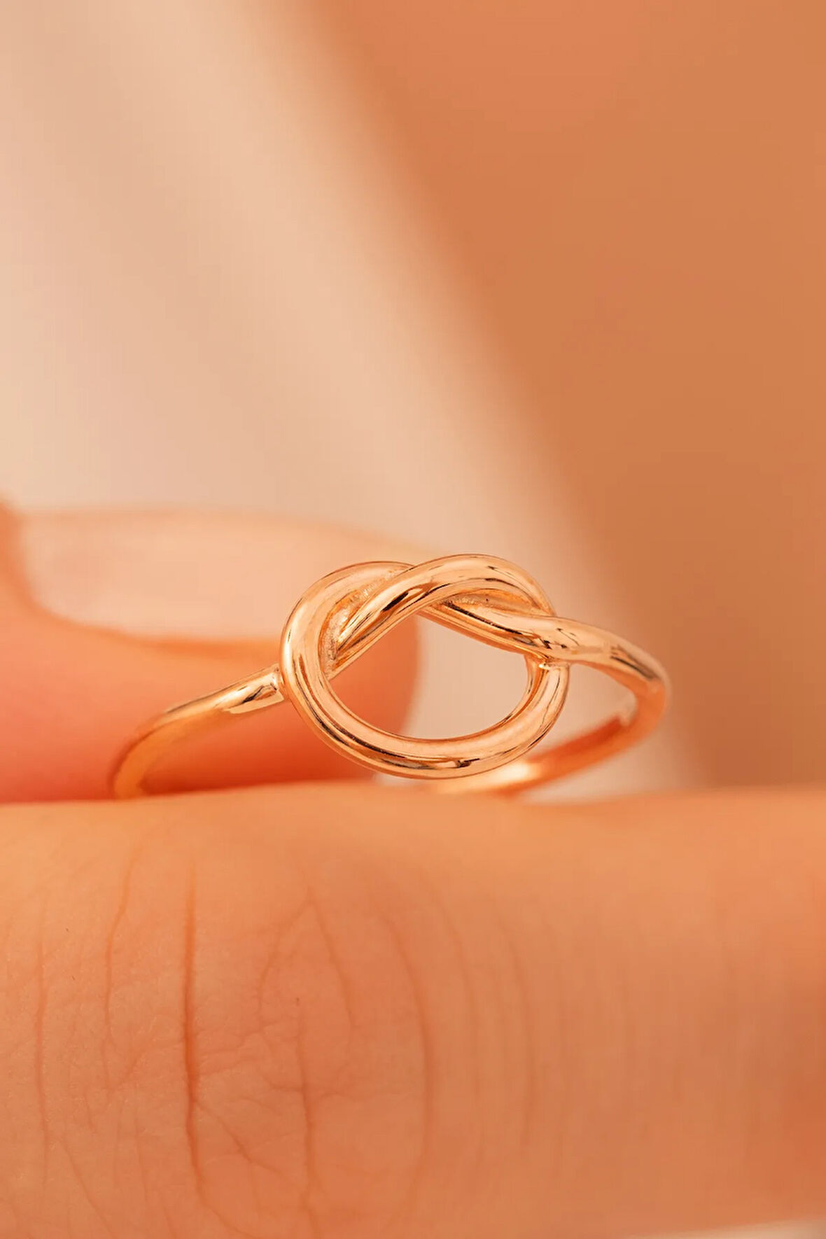 Kadın Gümüş Yüzük - El Işçiliği Rose Kaplama Aşk Düğümü Model 2 Kadın Yüzük