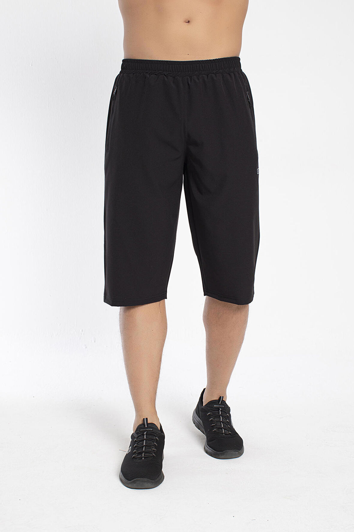 Crozwise 8036-10 Beden M Lycra Armüllü Erkek Spor Kapri SİYAH