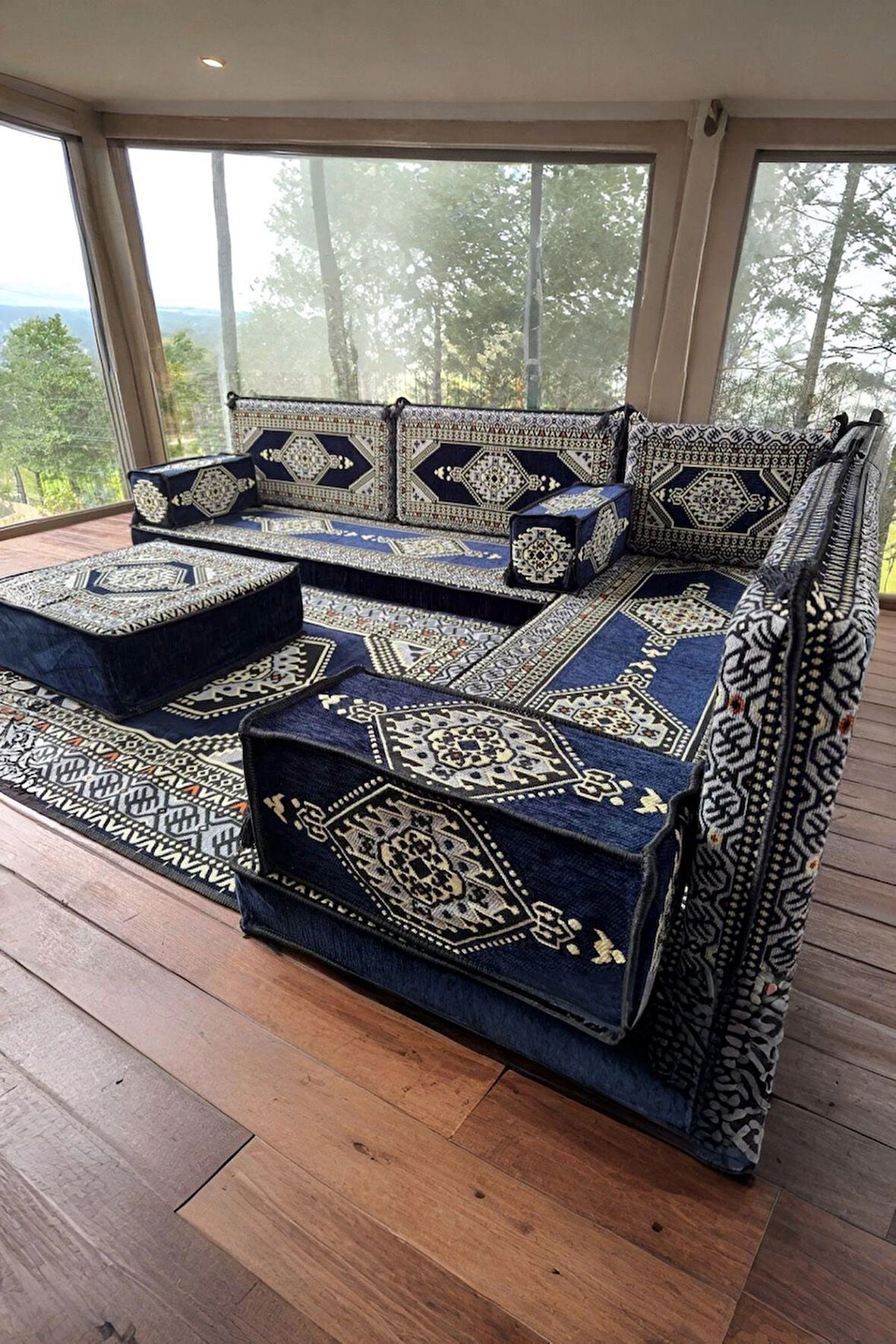 Şark Köşesi Yer Minderi Takımı Otantik Rahat Oturma Minderi Salon Balkon İçin