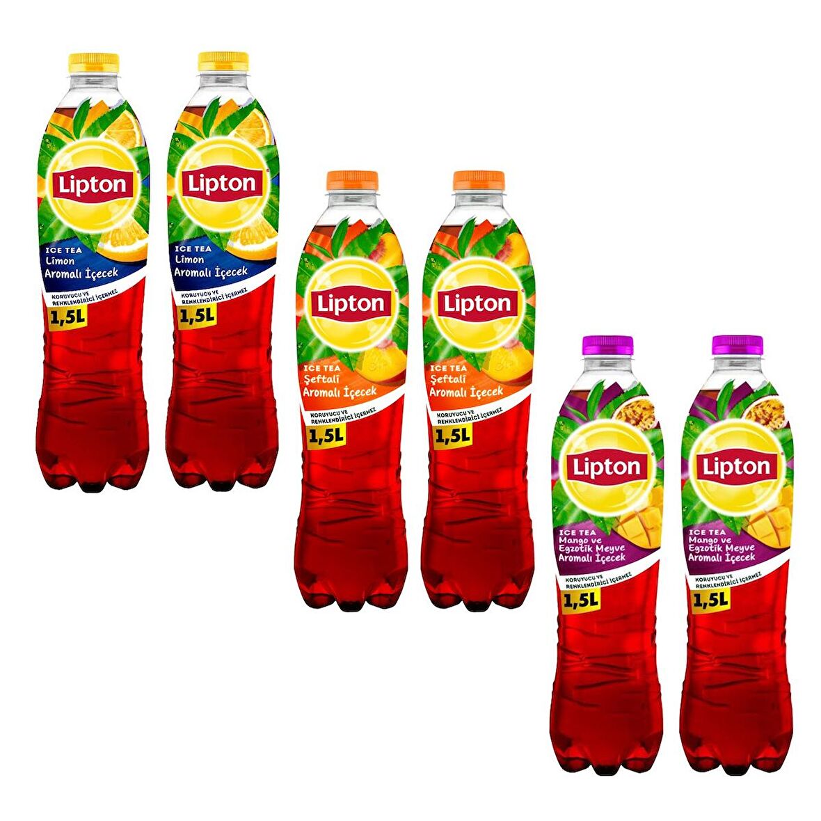 Lipton Ice Tea 1,5 lt Limon-Şeftali-Mango 6 lı Karma Set