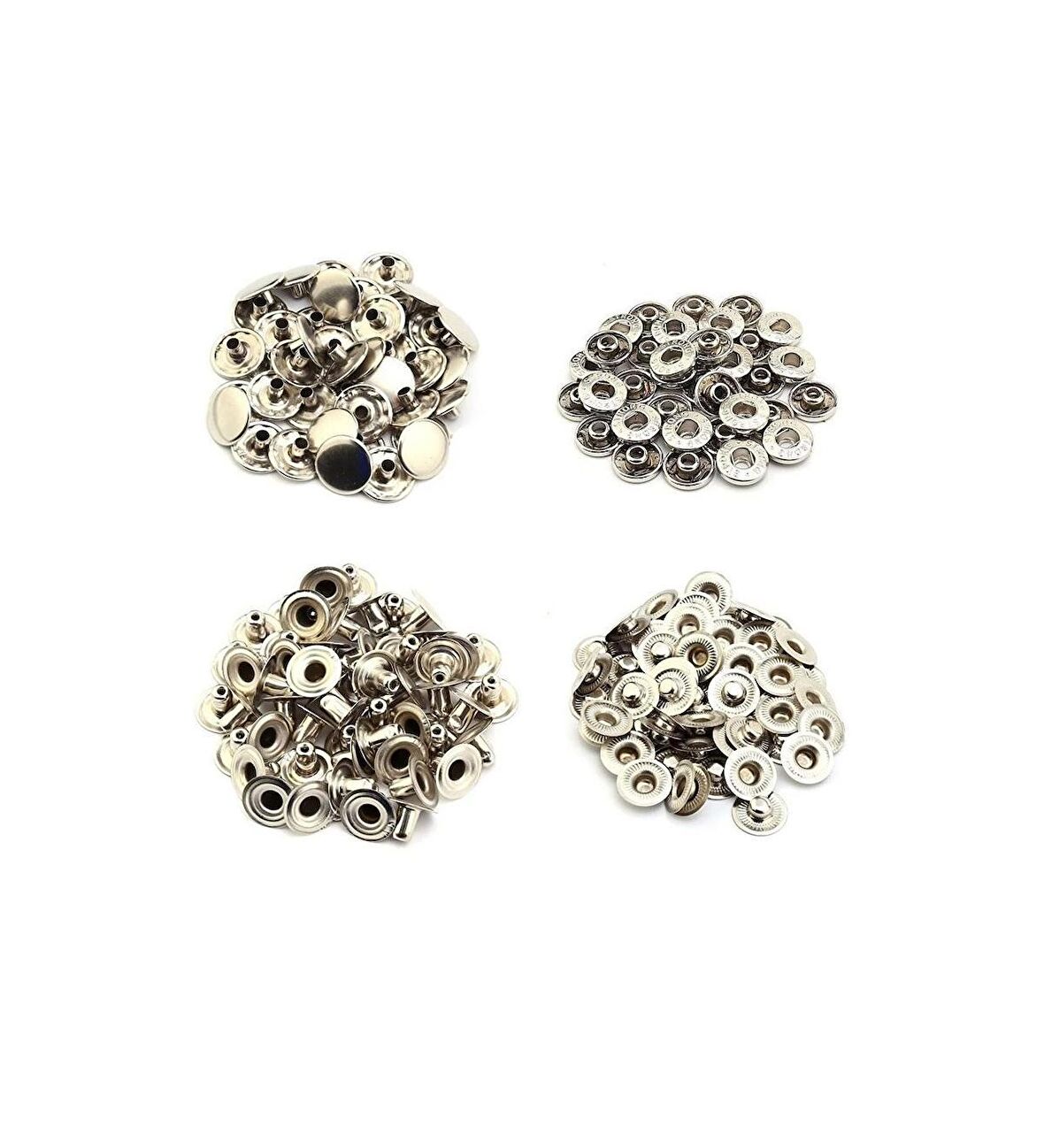 Hodbehod 100 Set Paslanmaz 12.5mm Metal Çıt Çıt ve Manuel Çakım Kiti Saklama Kutulu