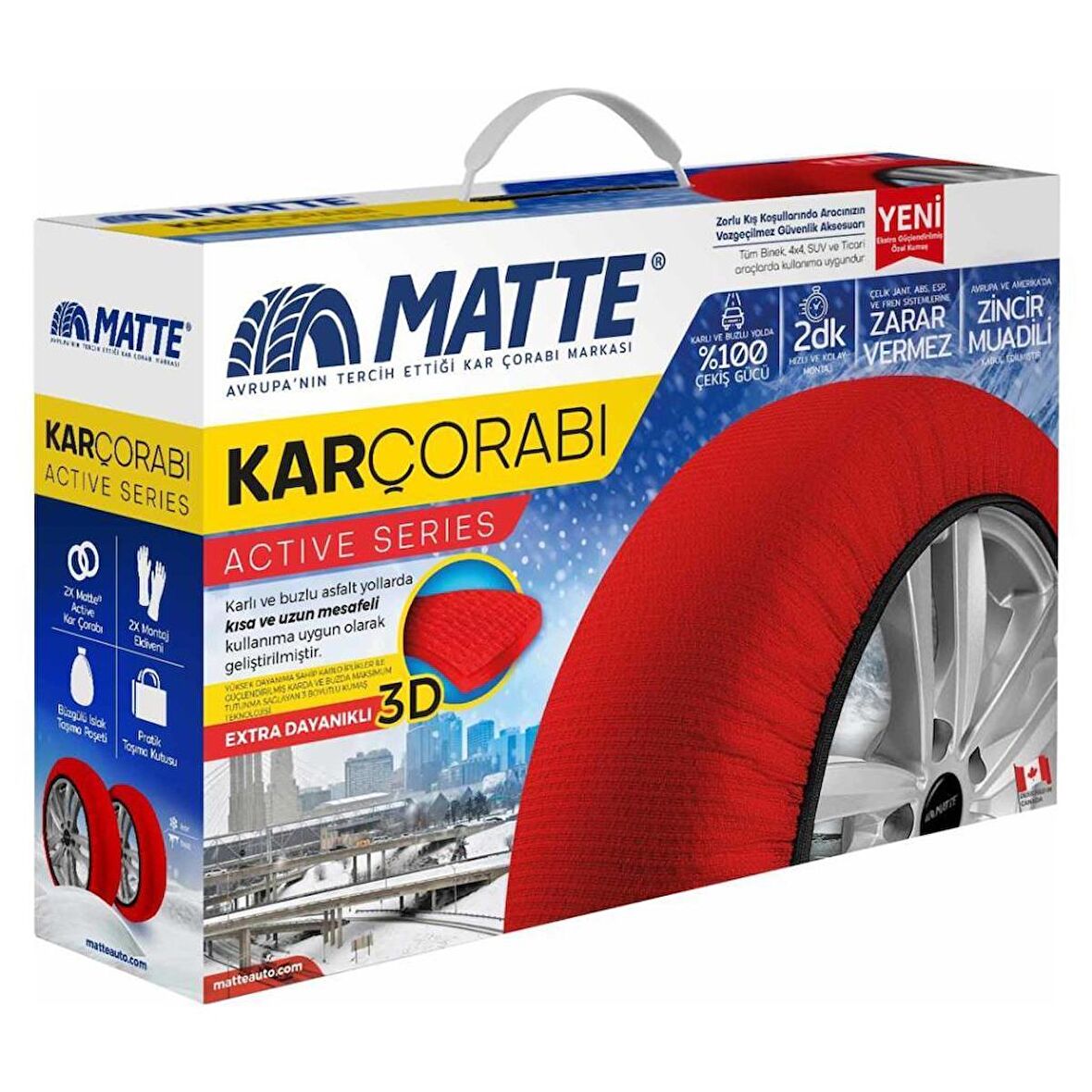 Matte Kar Çorabı 155/80 R13 Kar Zinciri Muadili Small Kırmızı