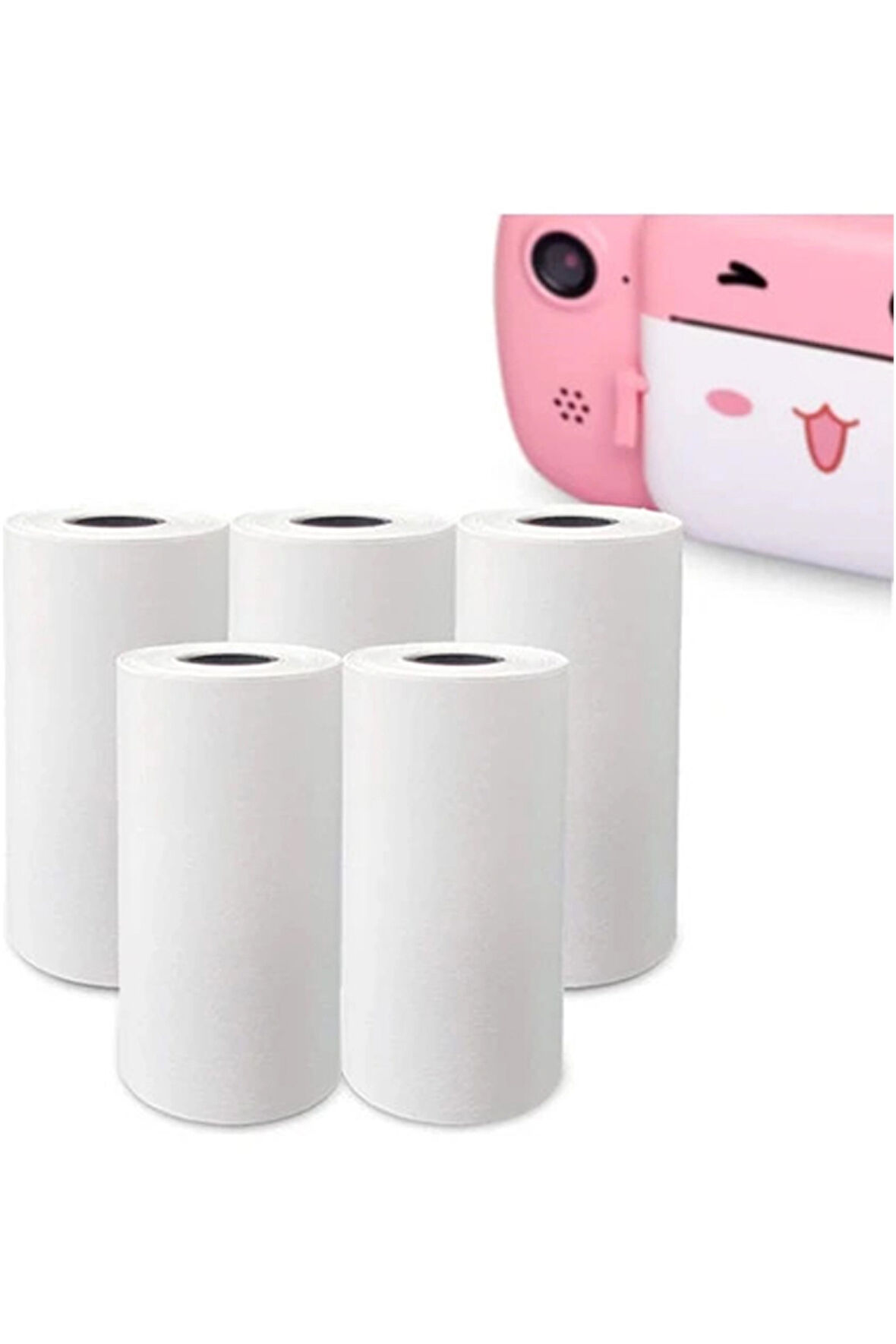 Çocuk Kamera Baskı Kağıdı, 5 li Rulo 57x25mm Çekirdekli Fotoğraf Baskı Termal Kağıt Rulo