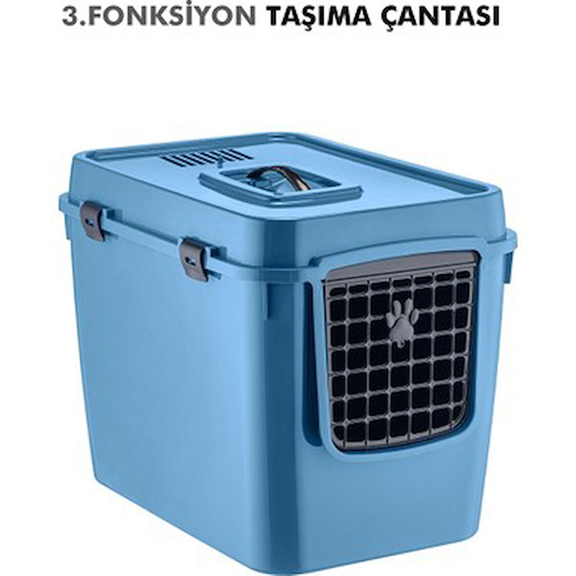 MASKOT ÜSTTEN KAPAKLI KAPALI KEDİ TUVALETİ MAVİ