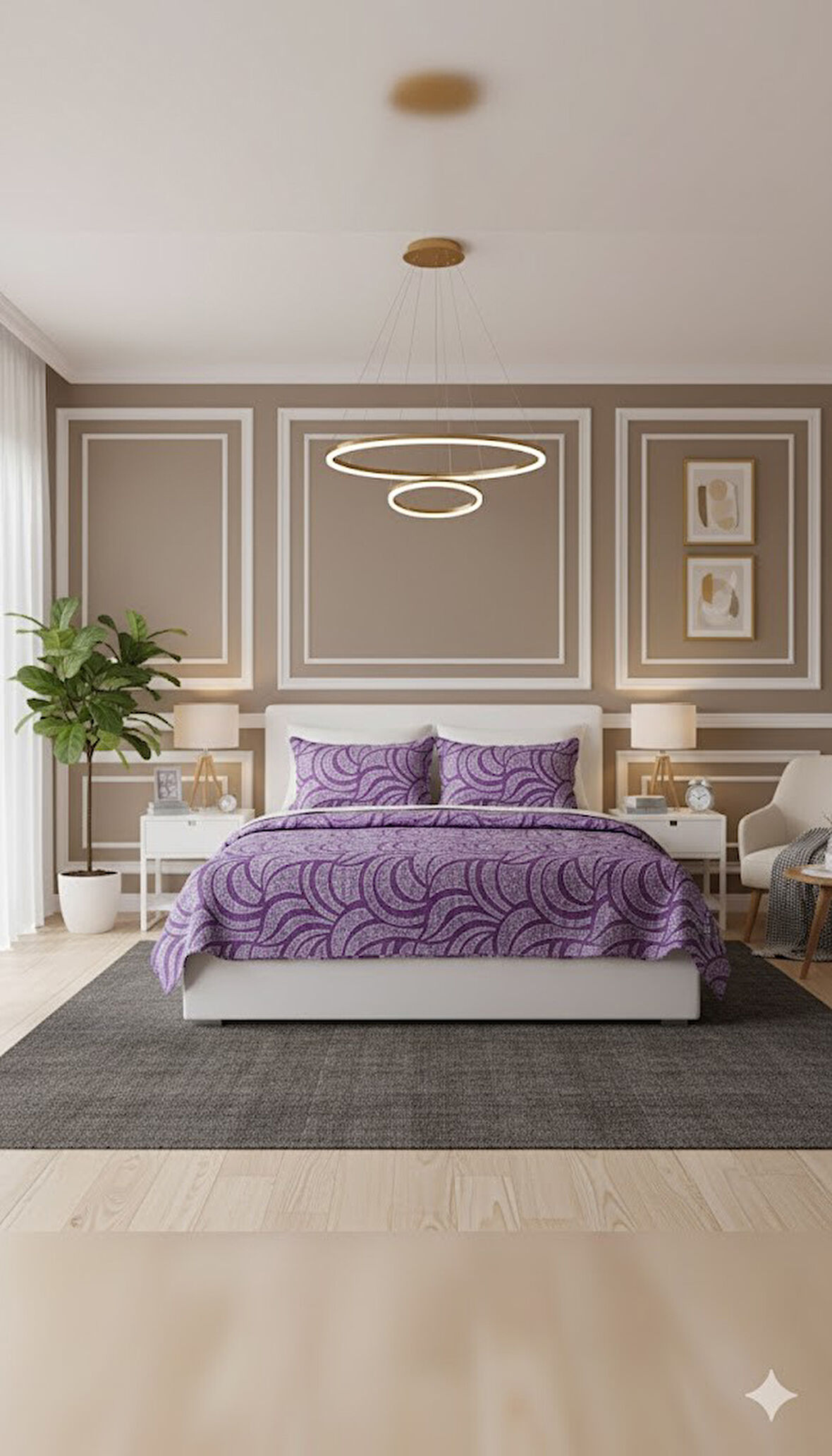 RÜYA ÇİFT KİŞİLİK PİKE YATAK ÖRTÜSÜ LAVİDER