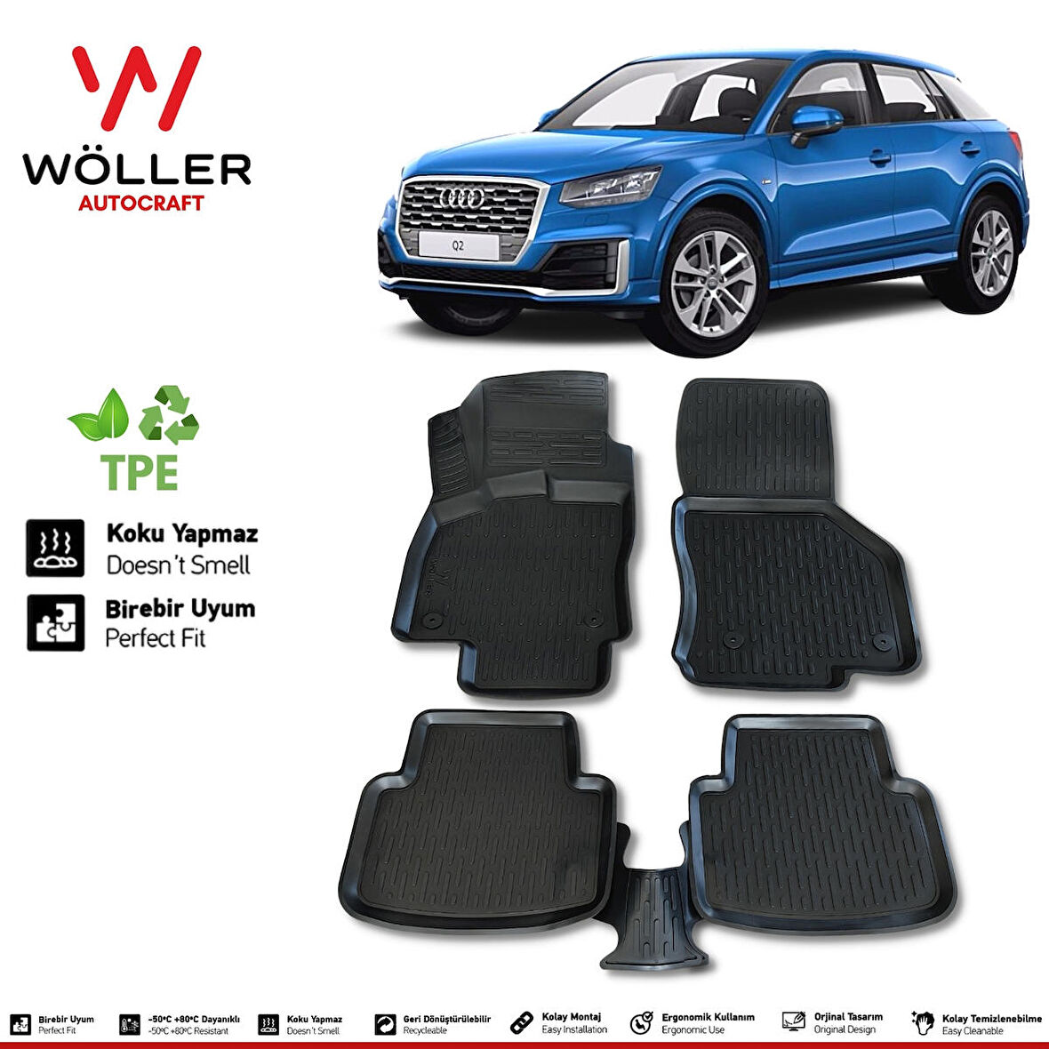 Audi Q2 Paspas 2015 2022 Arası 3d Havuzlu Wöller Paspas