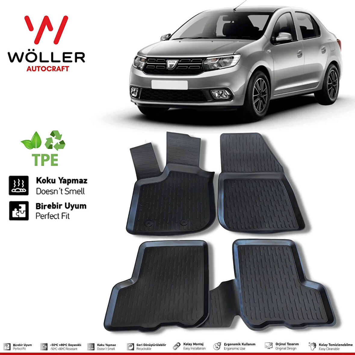 Dacia Logan Paspas 2004 2012 Arası 3d Havuzlu Wöller Paspas