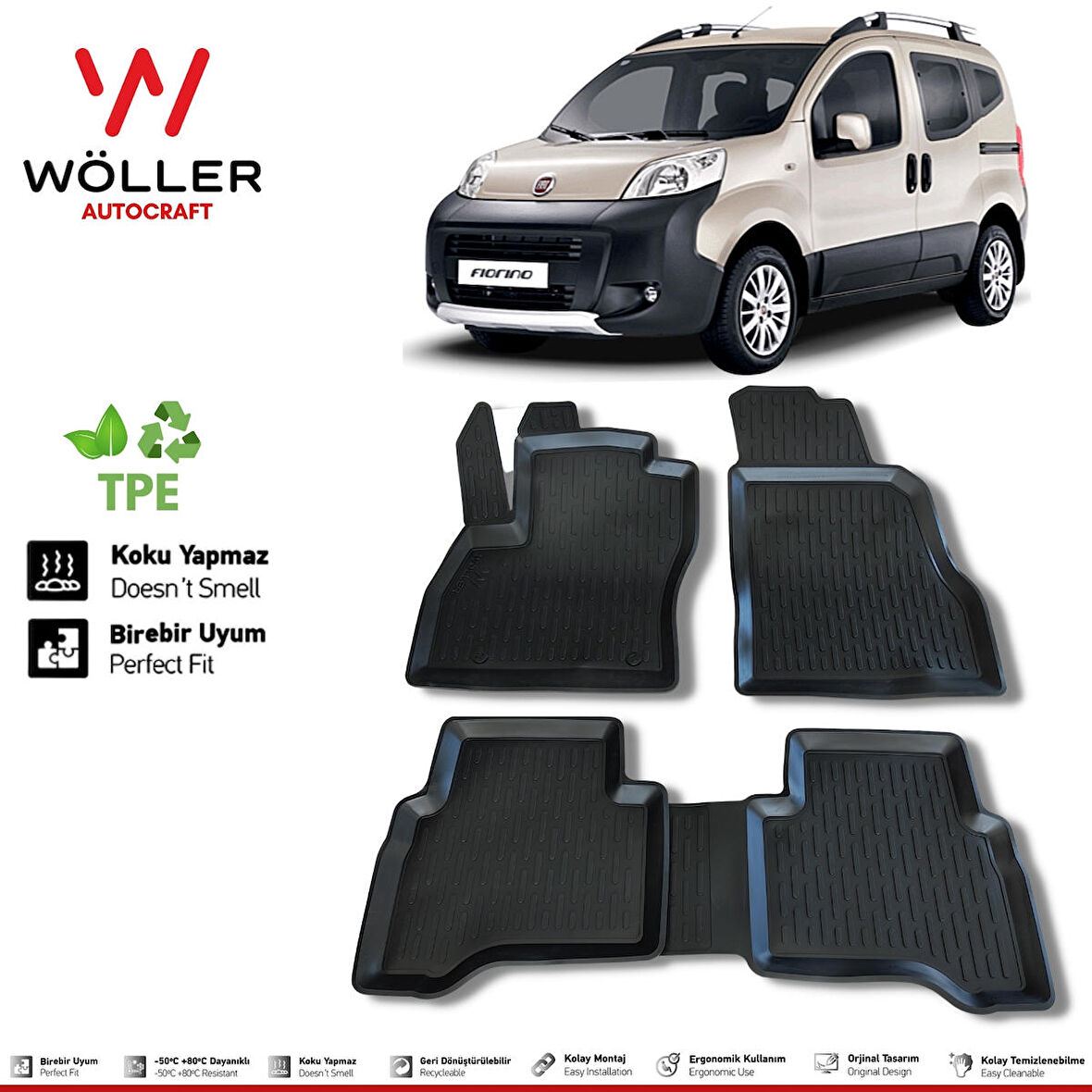 Fiat Fiorino Paspas 2007 Sonrası 3d Havuzlu Wöller Paspas