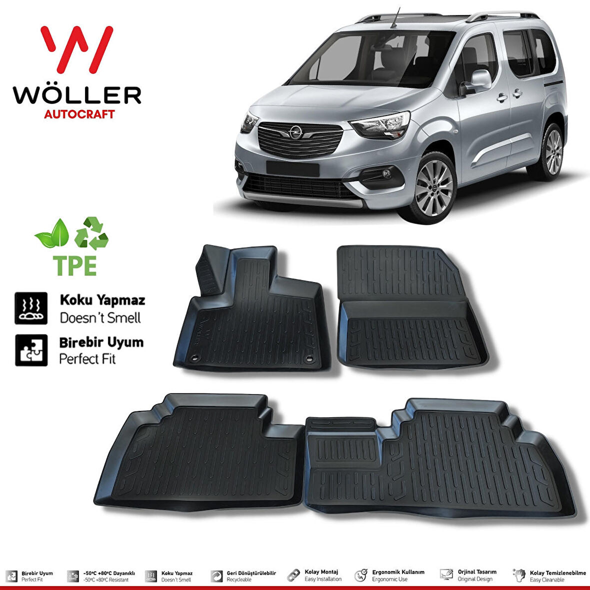 Opel Combo Paspas 2019 Sonrası 3d Havuzlu Wöller Paspas