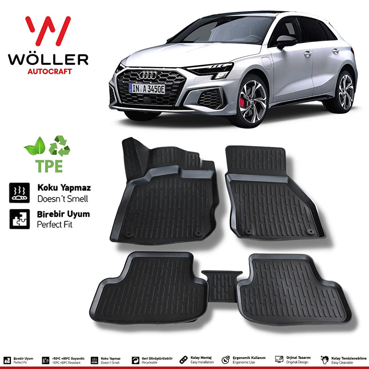 Audi A3 Paspas 2021 Sonrası Hatchback 3d Havuzlu Wöller Paspas
