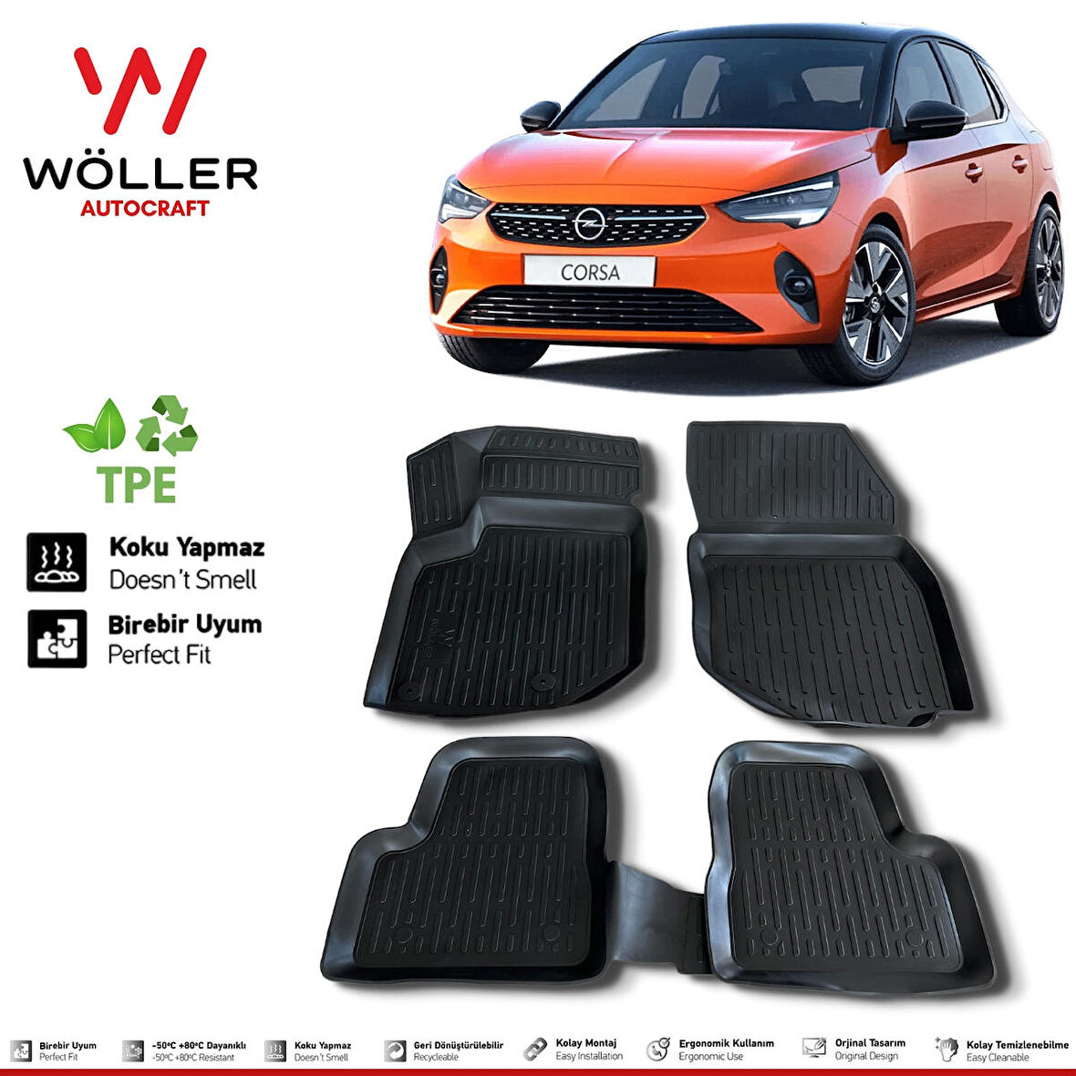 Opel Corsa F Paspas 2019 Sonrası 3d Havuzlu Wöller Paspas