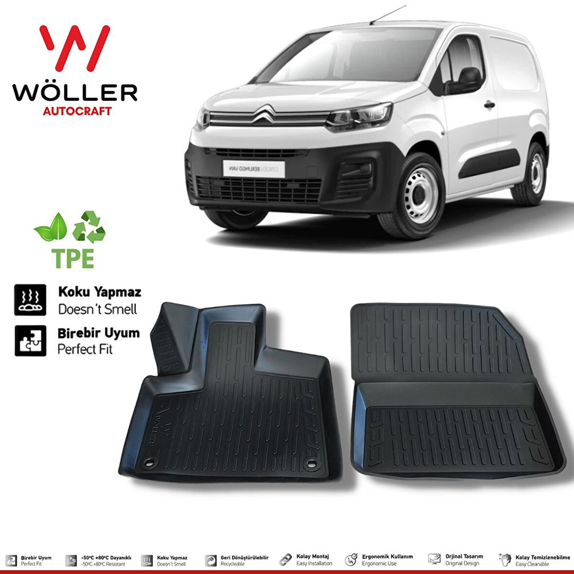Citroen Berlingo Van Paspas 2019 Sonrası 3d Havuzlu Wöller Paspas