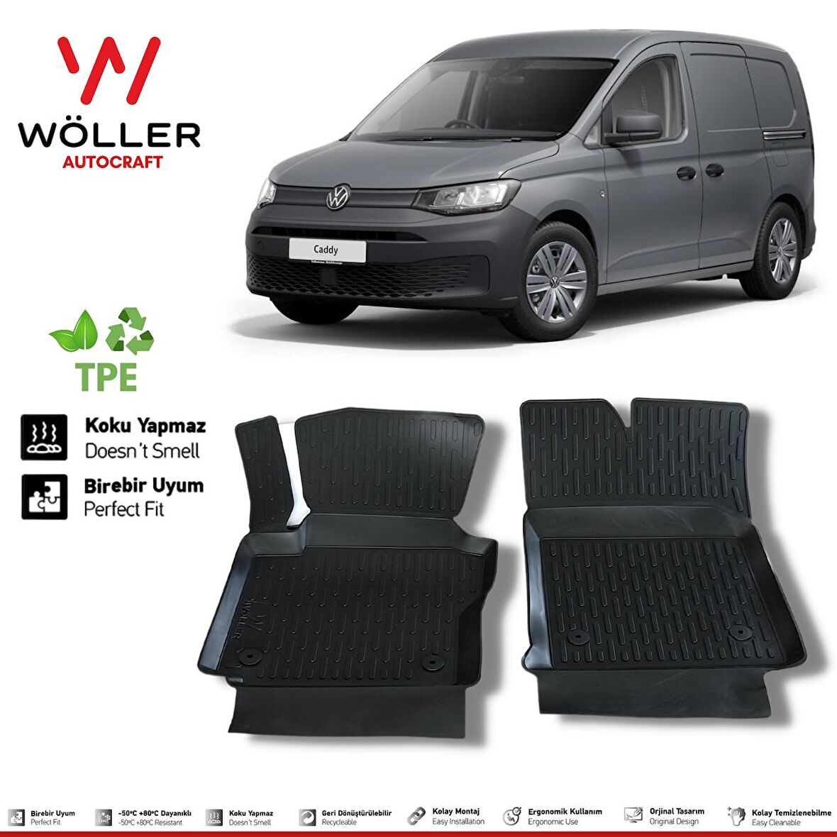 Volkswagen Caddy Van Paspas 2021 Sonrası 3d Havuzlu Wöller Paspas