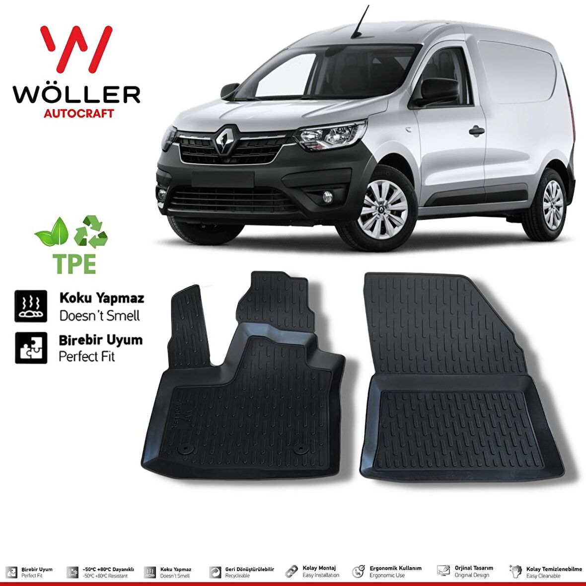 Renault Express Combi Van Paspas 2021 Sonrası 3d Havuzlu Wöller Paspas