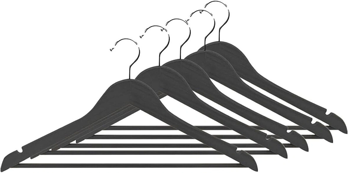 Microcase Ahşap Görünümlü Plastik Elbise Askısı A Kalite 5 adet  AL4492