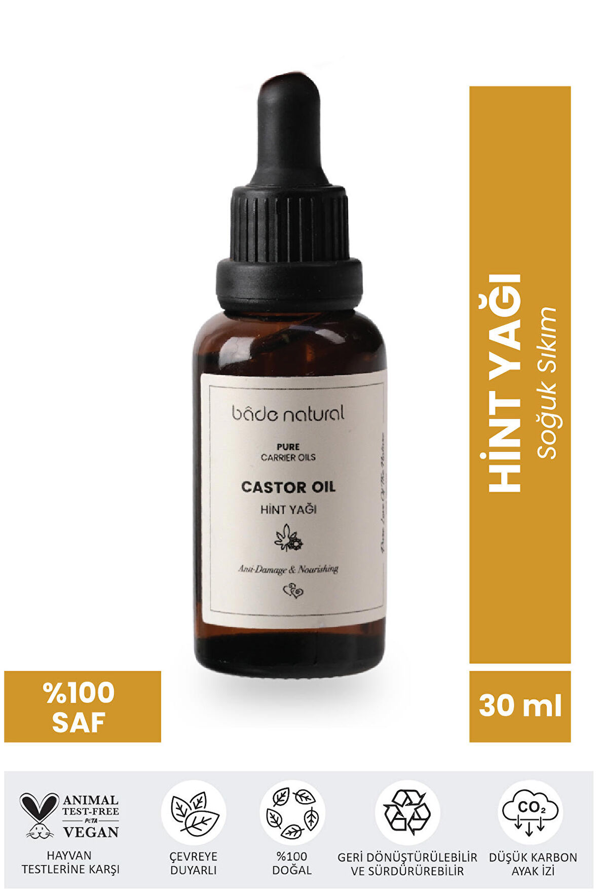 Bade Natural Hint Yağı Soğuk Sıkım %100 Saf 30 ml