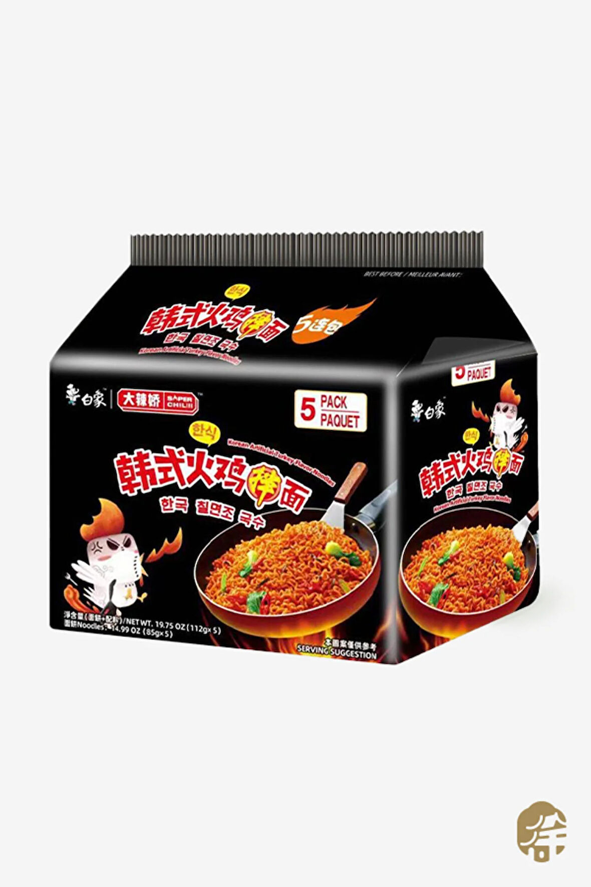 Kore Usulü Tavuk Aromalı Erişte x5 ( Korean Style Hot Turkey Flavor Instant Noodle x5 ) – 560g