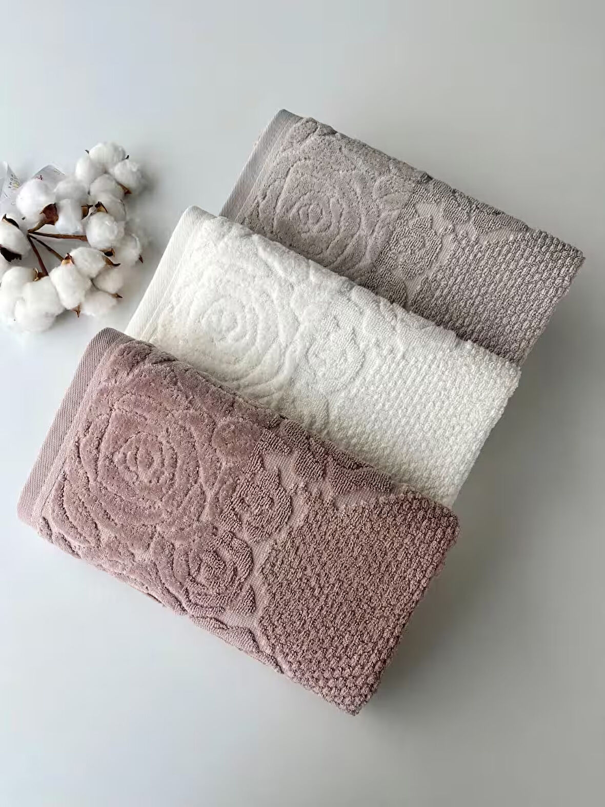 50x90 GÜL 3'LÜ HAVLU V1