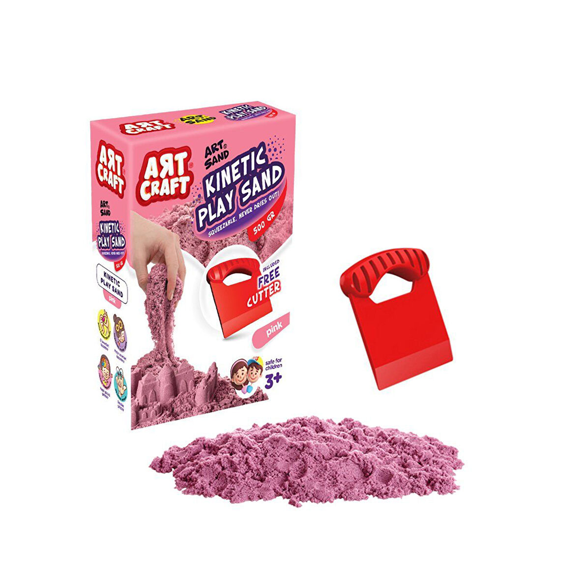 03688 Dede, Aksesuarlı Pembe Kinetik Oyun Kumu 500 gr