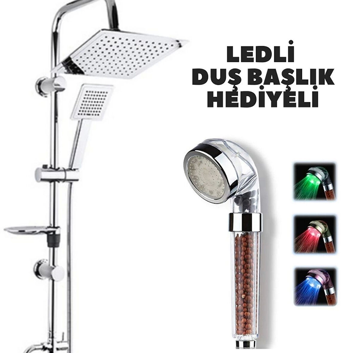 Rain Duş Robotu Tepe Duş Seti Duş Başlığı Sistemi Ledli Duş Başlık Hediyeli