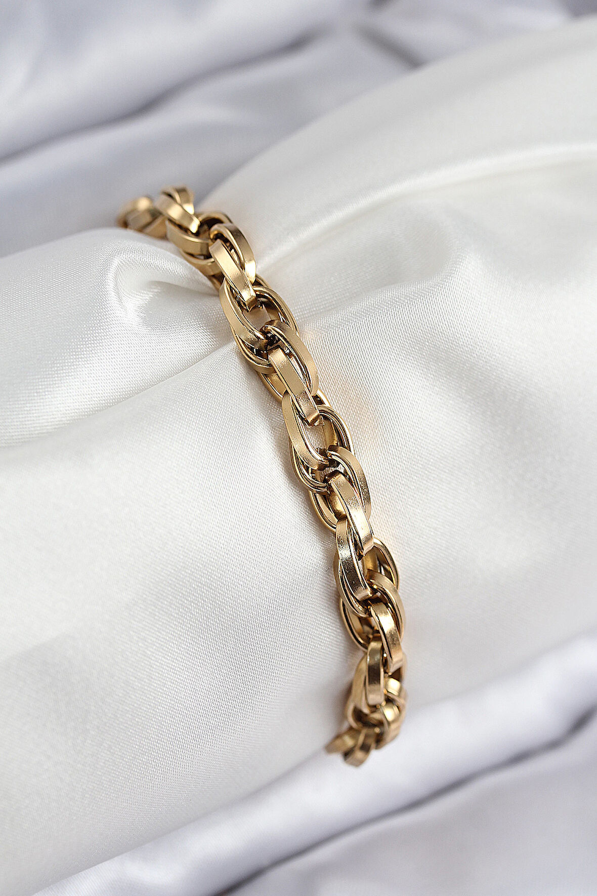 316L Çelik Örgü Model Gold Renk Kadın Bileklik - TJ-BB7833