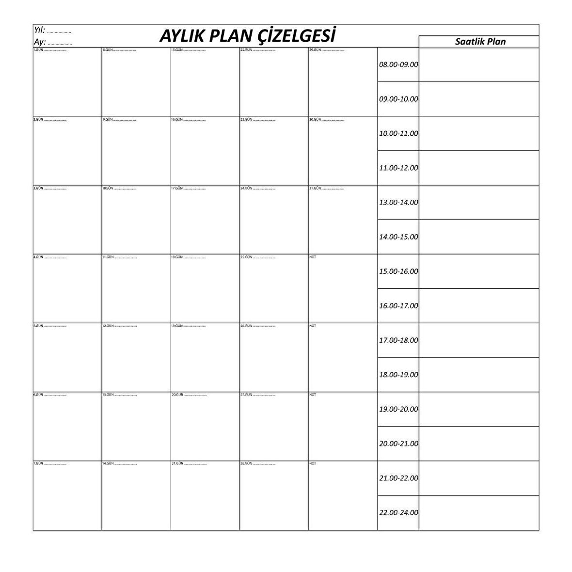 Aylık Planlayıcı Manyetik Duvar Stickerı Takvim Plan Çizelgesi - Ürün Boyutları: 110 cm x 100 cm