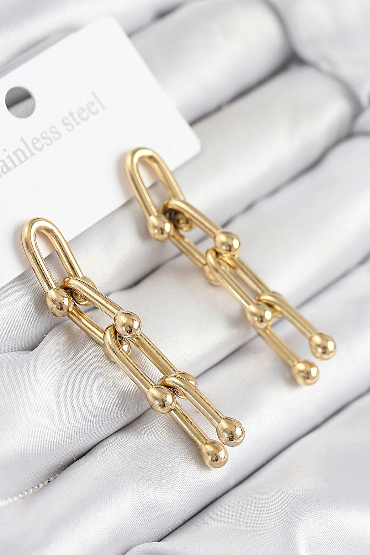 316L Çelik Sallantılı Tifany Model Gold Renk Kadın Küpe - TJ-BKP11213