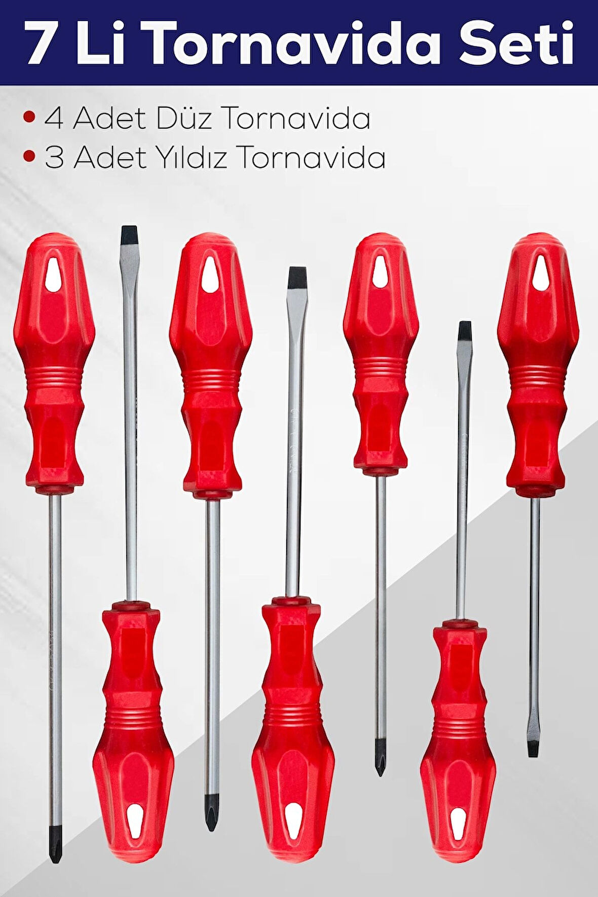 7'li Tornavida Seti (4  Düz Tornavida 3  Yıldız Tornavida)
