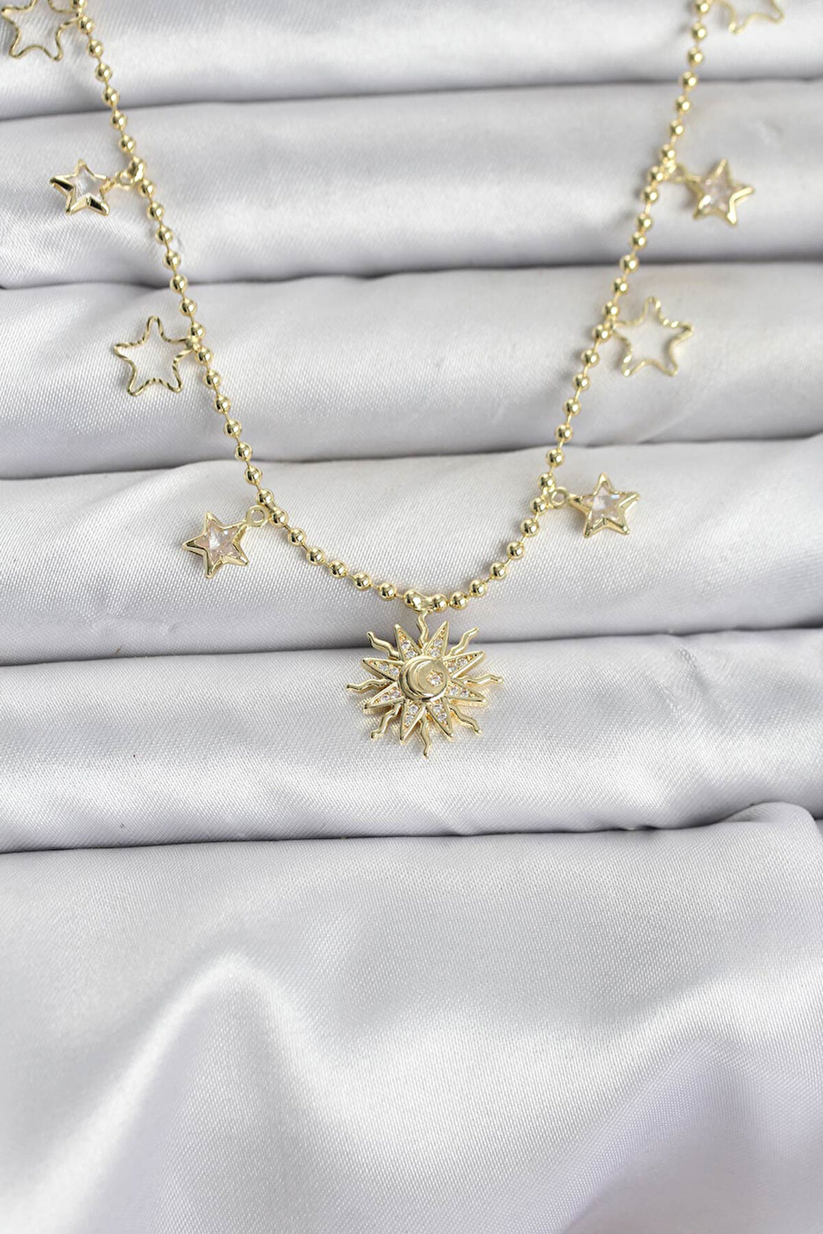 Pirinç Gold Renk Güneş Model Kadın Kolye - TJ-BKO10645