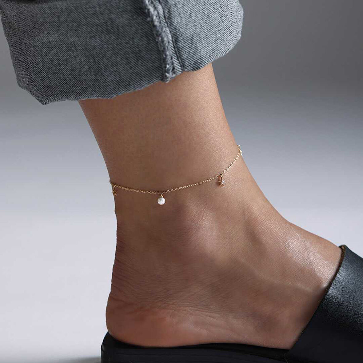 İnci Ve Yıldız Figürlü Halhal