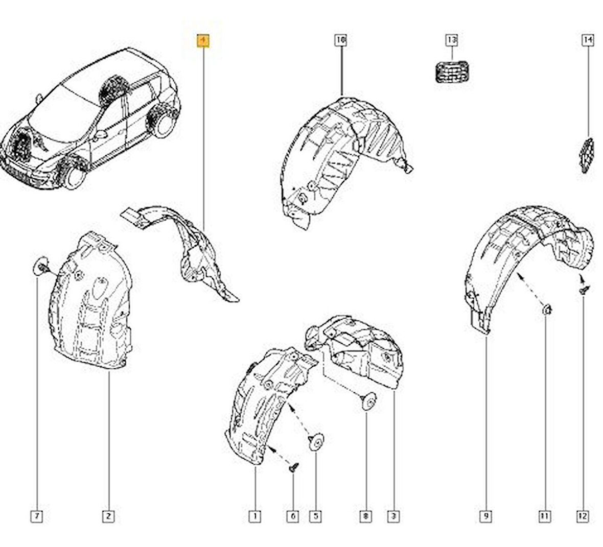 Renault Megane Scenic Ön Davlumbaz Sağ Önün Arkası 2012-2015