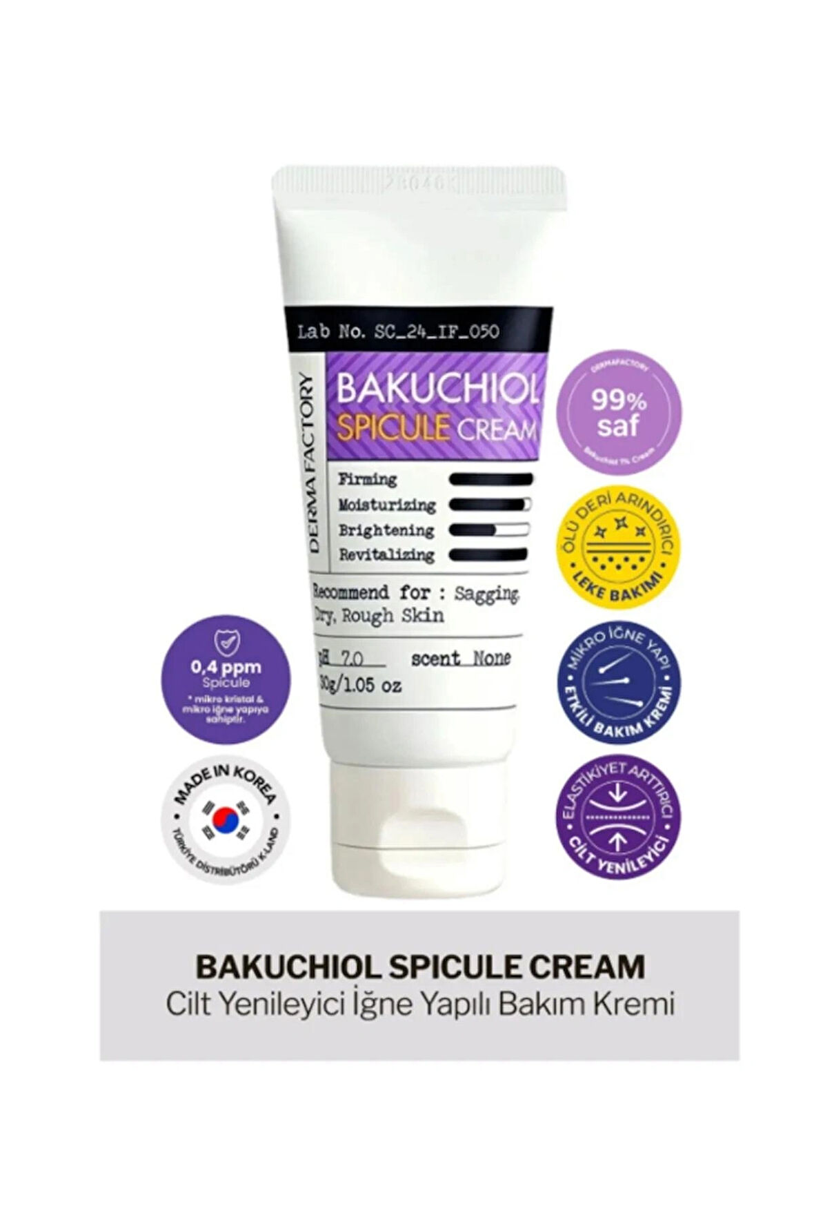 DERMA FACTORY Cilt Yenileyici İğne Yapılı Spikül ve Bakuchiol Krem Derma Factory %0.4 Spicule Cream