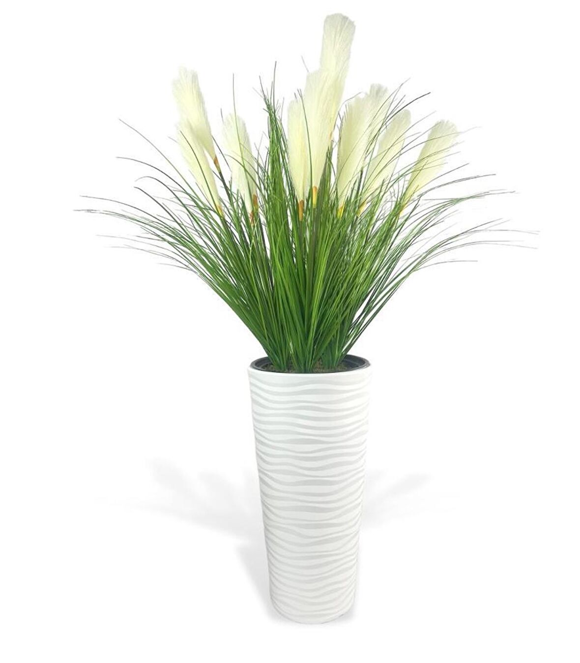 Yapay Çiçek Panpas Püskül Salon Bitkisi Beyaz Uzun Kumsal Vazoda 128*60cm 
