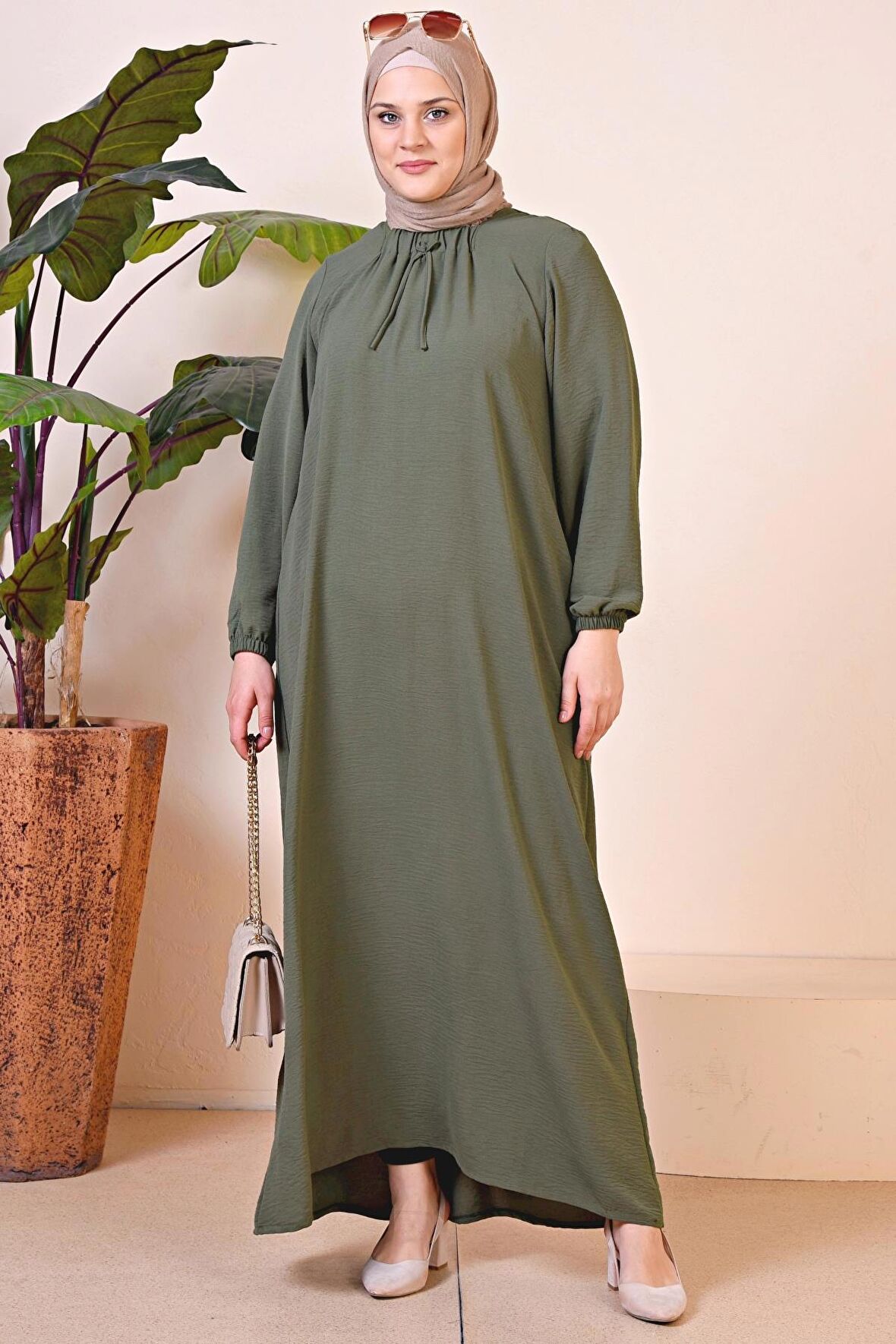 Kadın Buyuk Beden Viskon Uzun Anne Elbise