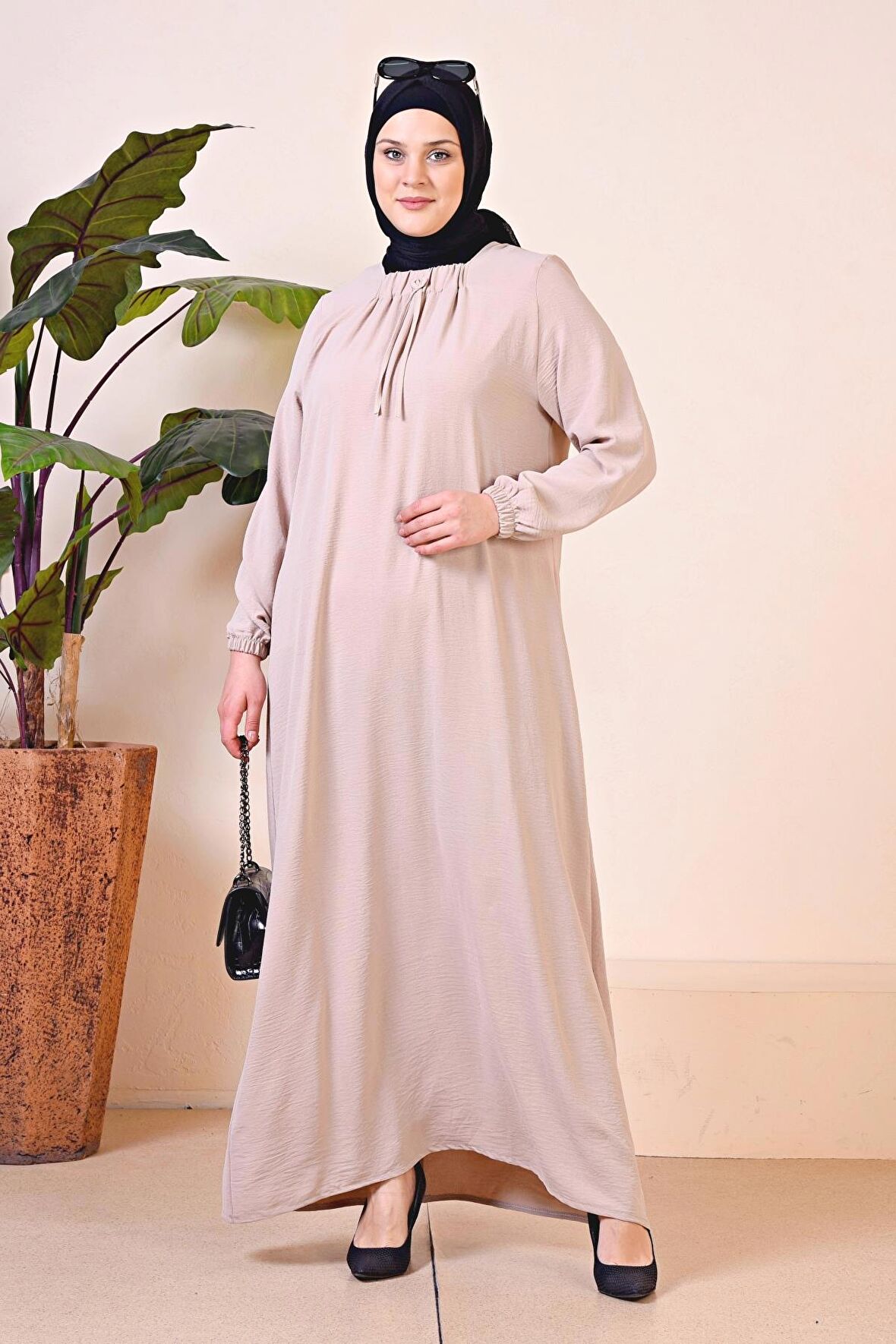 Kadın Buyuk Beden Viskon Uzun Anne Elbise