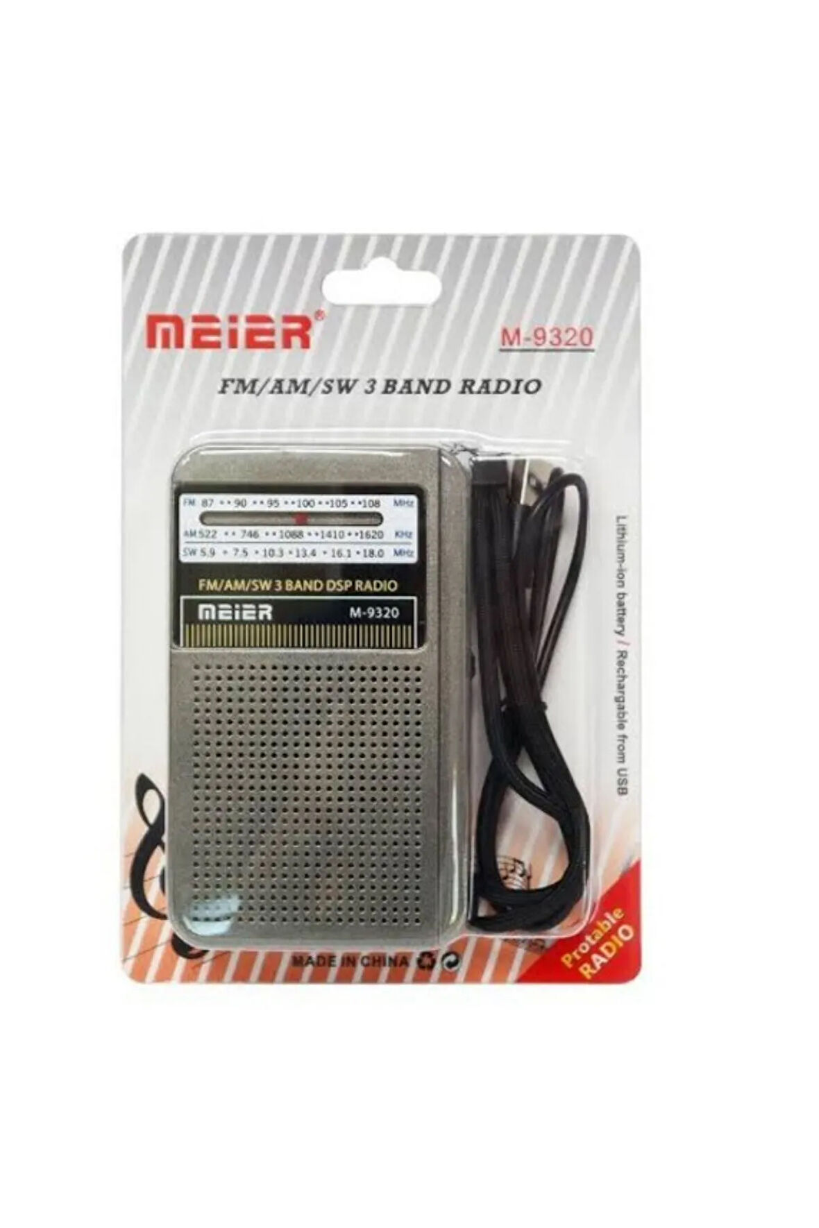 Meier M-9320 Şarjlı Fm Am Sw 3 Bandlı Cep Radyosu