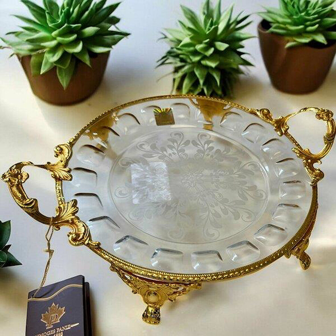Royking Ayaklı Yuvarlak Sunum Tabağı 29x23x5cm CRG127-1