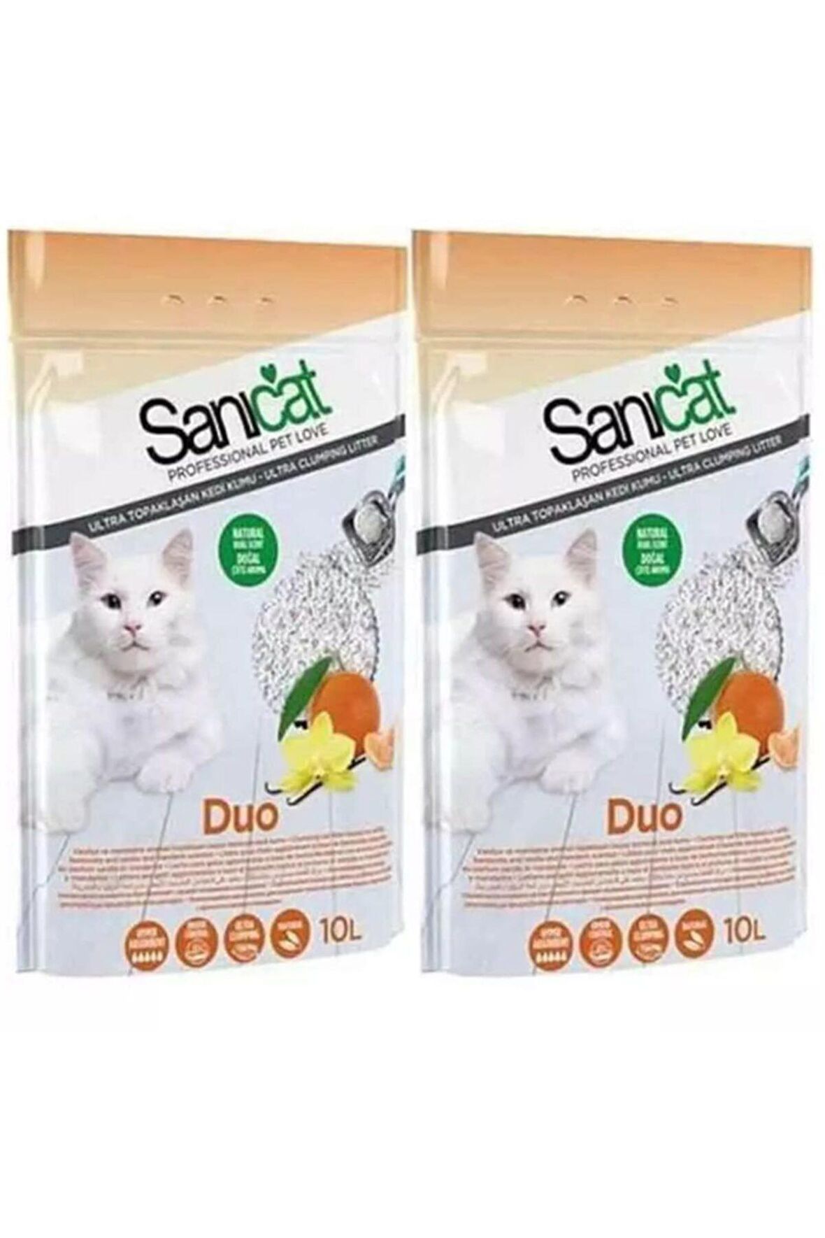 Tozsuz Vanilyalı Mandalina Aromalı Doğal Kedi Kumu 10 Lt X 2 Adet