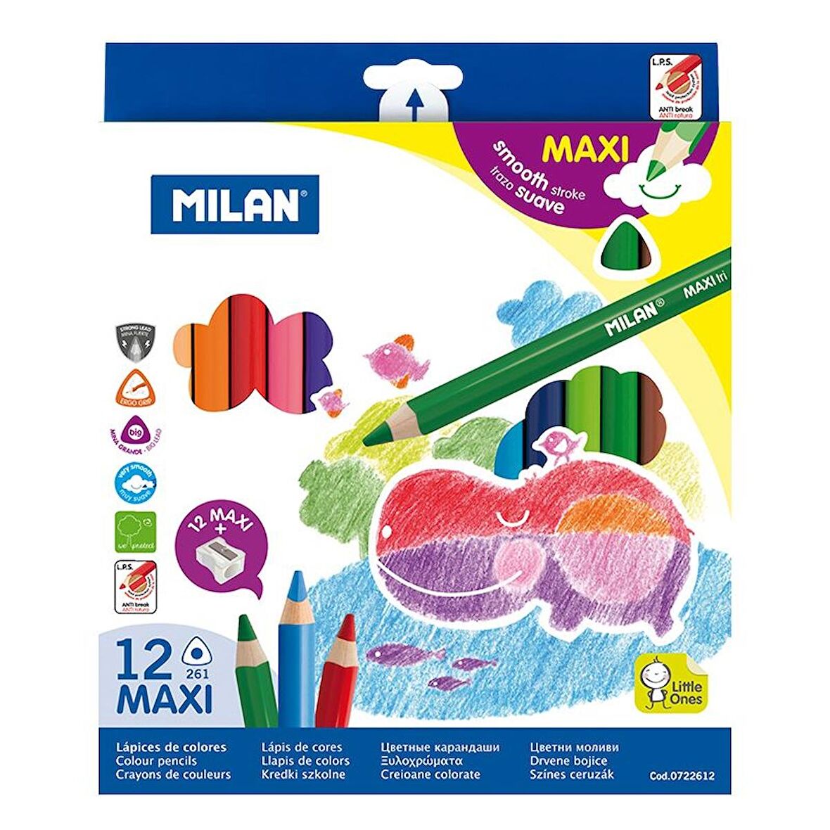 MILAN 722612 MAXI JUMBO ÜÇGEN KURU BOYA - 12 Lİ